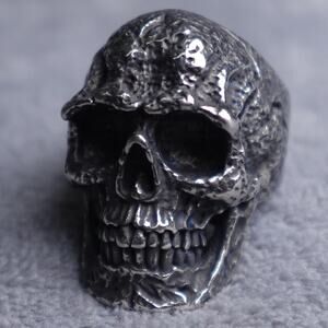 Stainless Steel Gun Metal Colored Skull Ring Size 9 RSRN-705